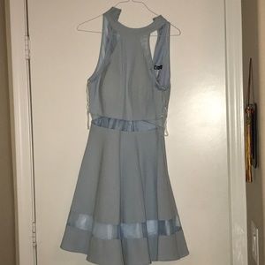 A light blue hoco dress